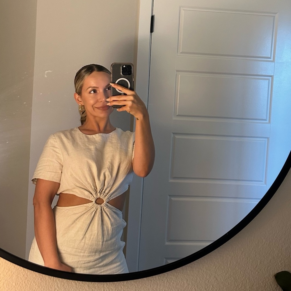 STAUD Epona cutout linen mini dress